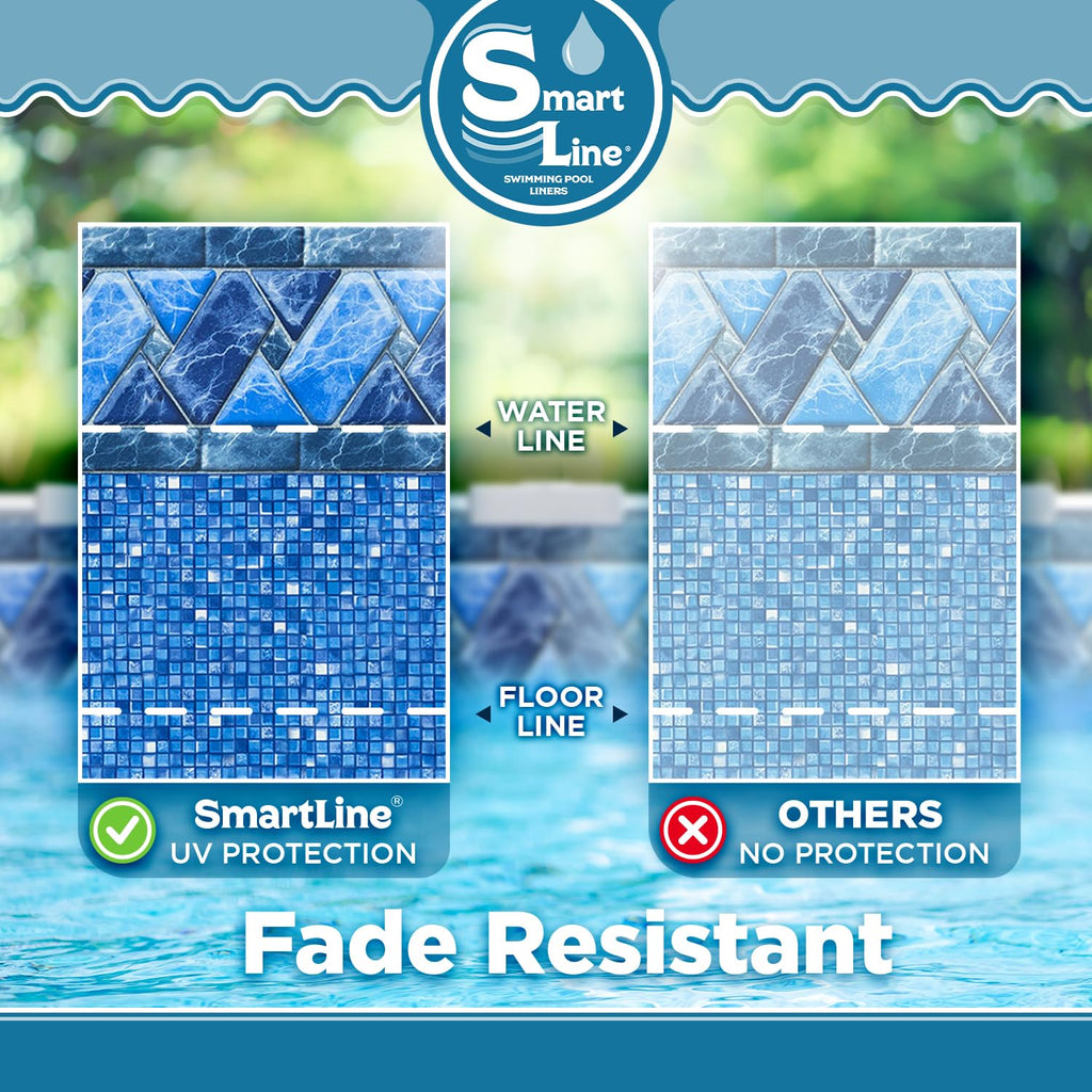 Smartline 24 ft Round Swimming Pool Liner | Stone Harbor | Unibead Style | 52 Inch Wall Height | 25 Gauge Vinyl | for Steel Sided Above Ground Pools | Gasket Kit Included