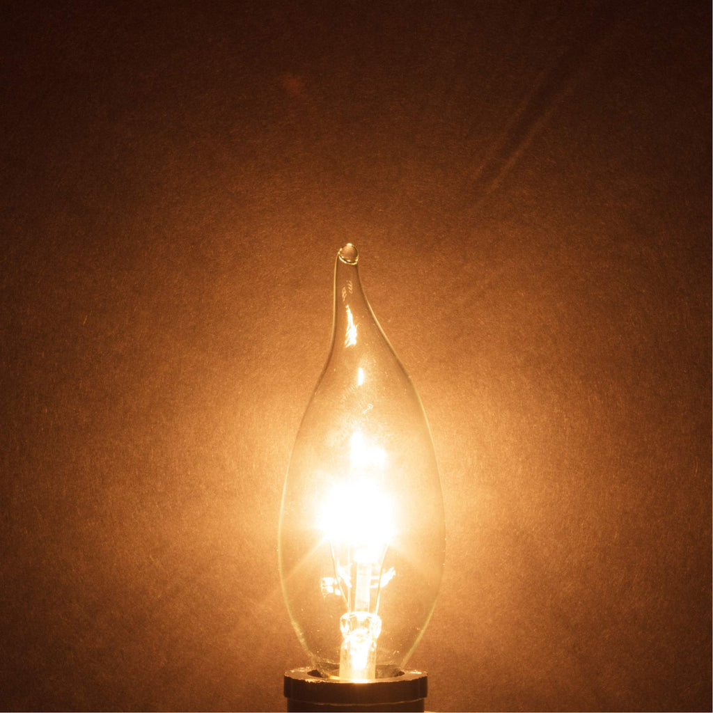 Simba Lighting Candelabra Flame Tip Clear CA10 40W E12 Base 120V, 12 Pack