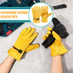 Tarpop 6 Pairs Men's Cowhide Leather Gloves Large Cowhide Leather Gardening Gloves with Reinforced Palm Stretchable Wrist Tough Working for Wood Cutting Construction Driving Garden Working