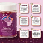 MAKE TIME | Menopause Support Gummies for Women – Cognizin Citicoline, Black Cohosh, Wild Yam, Collagen, B Vitamins – Brain Health, Hormonal Balance & Focus Support, Zero Sugar – 30 Day Supply