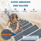 KOOTETA Stair Treads for Wooden Steps Indoor, 15 Pack 8" X 30" Non Slip Carpet Stair Treads with Reusable Adhesive for Elders and Dogs, Surface Polyester TPR Backing Stair Runner Rugs, Dark Grey