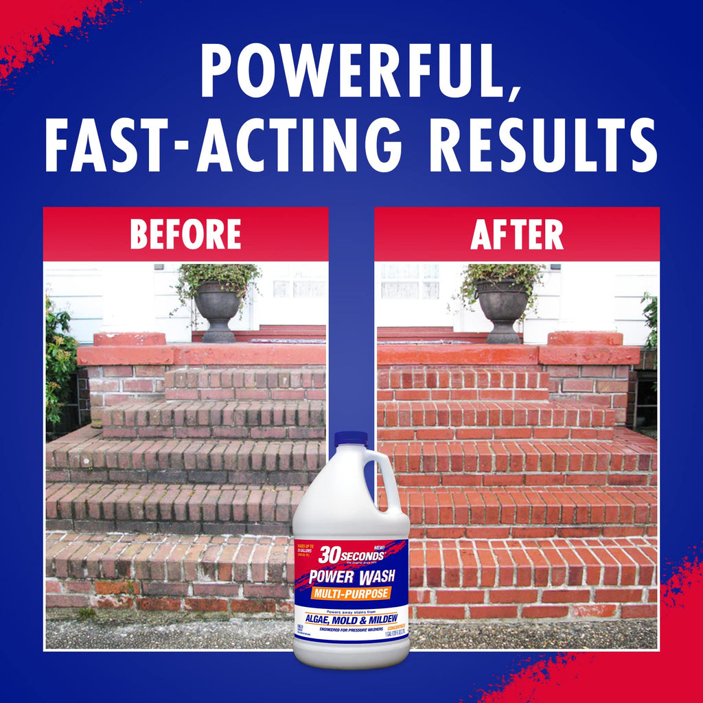 30 SECONDS Pressure Washer Concentrated Cleaner – Power Cleans Stains from Algae, Mold & Mildew, Dirt, Grime – Makes up to 20 Gallons