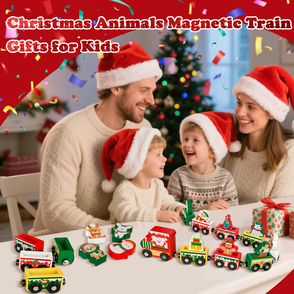 Advent Calendar 2026 Magnetic Wooden Animal Train for Kids,24 Day Christmas Advent Calendar Surprise Train,Montessori Magnetic Train Toy Christmas Countdown Gift for Toddlers,Boys and Girls