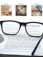 OLOMEE Reading Glasses 1.50 Oversized Large Square Men Readers Black Frame 4 Pack,Comfy Lightweight Eyeglasses for Reading Flexible Spring Hinge