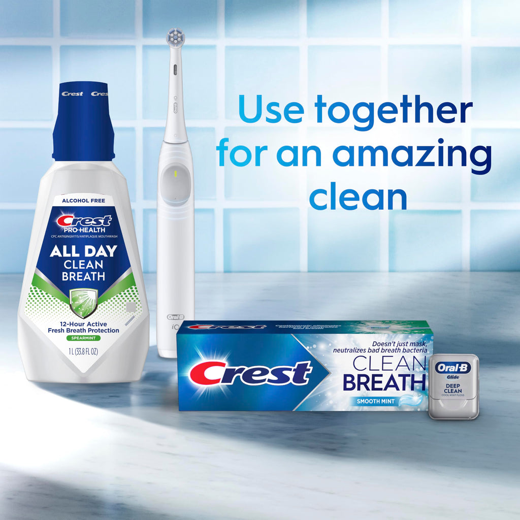 Crest Toothpaste Clean Breath Smooth Mint 3.3oz Pack of 3 – Neutralizes Bad Breath, Antibacterial Protection, Fights Cavities, Freshens Breath, Gently Whitens
