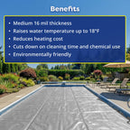 In The Swim 18' Ultra Silver Round Solar Pool Cover 16 Mil for Solar Heating Above Ground Pools and Inground Pools