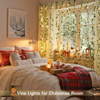 JMEXSUSS Vine Curtain Lights, 200 LED Vines with Fairy Lights for Bedroom