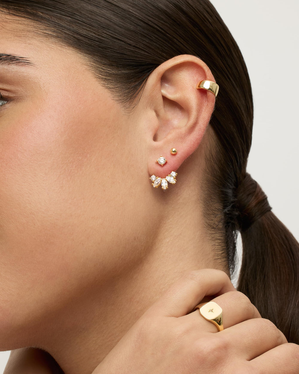 PAVOI Stud Earrings for Women, 925 Silver, Yellow Gold, Size 14 Millimeters