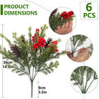 Daynight 6 Pack Artificial Christmas Pine Branches for Outdoor Decor