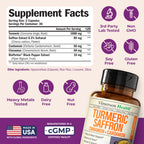 Saffron Supplements – 89mg Saffron Extract and 1000mg Tumeric Blend – Turmeric Supplement with Ceylon Cinnamon and Cardamom for Mood, Memory & Eye Health – Joint Supplements for Women & Men – 60 Count