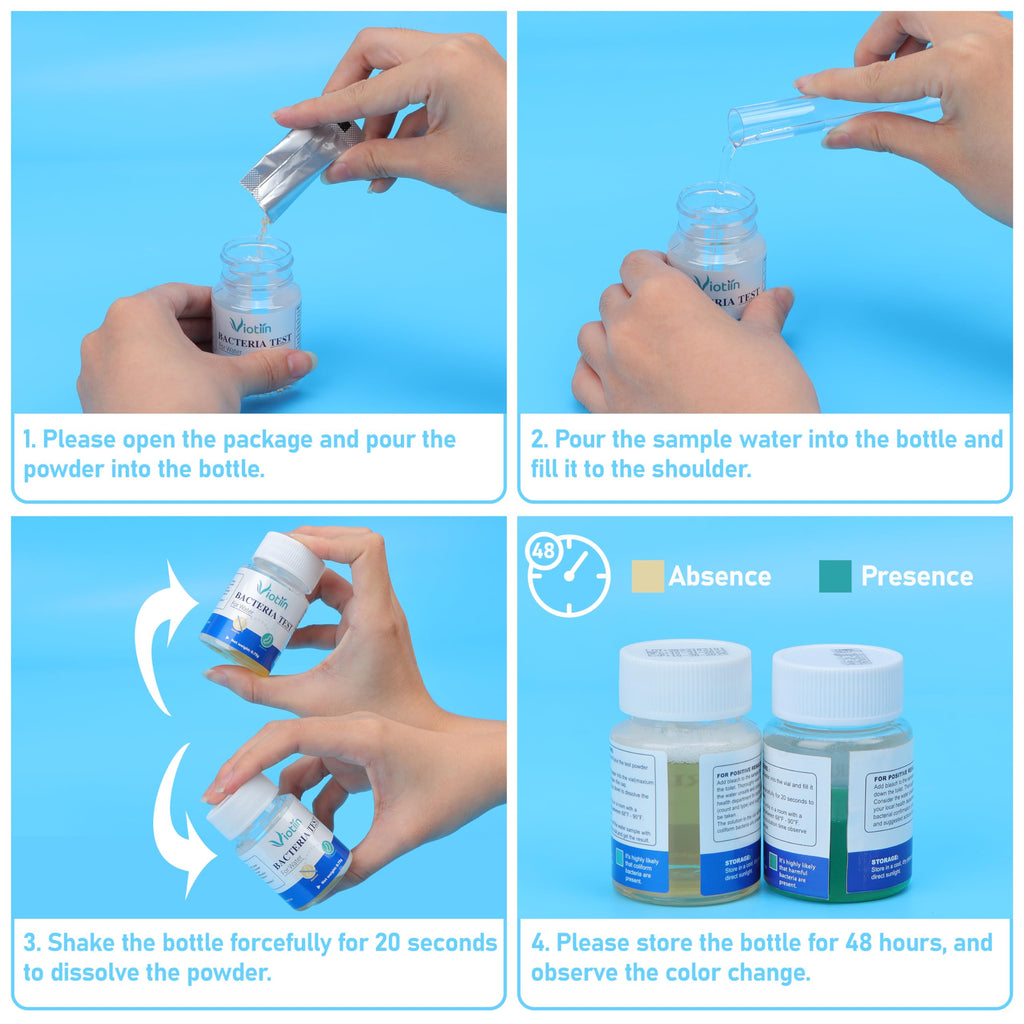 Viotiin 8 Pack E Coli and Coliform Bacteria Water Test Kit, EPA Approved, Water Quality Water Test Kit for Detect Well, Tap, Pool, Lake, Pond and Drinking Water