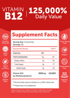 Lunakai Extra Strength 3000mcg Vitamin B12 Gummies - USA Made, Delicious Daily Energy & Metabolism Support - Vegan B12 Methylcobalamin Supplement 60ct