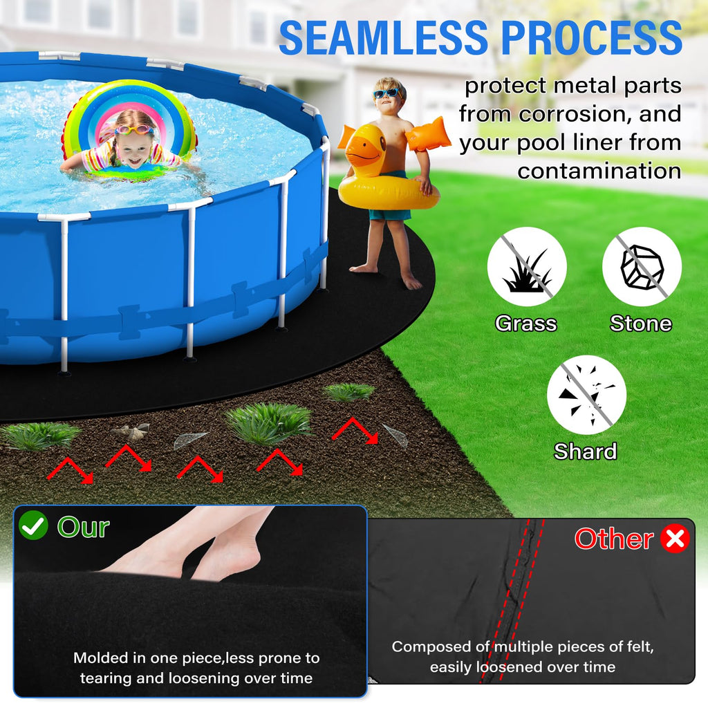 TIXANF 18FT Pool Liner Pad 350G/M² Thicker,Seamless Above Ground Pool Liner, Thicker Durable Geotextile Material, Pre-Cut Heavy Duty Round Pool Liner Pad, Puncture Protection,Extend Liner Life(Black)