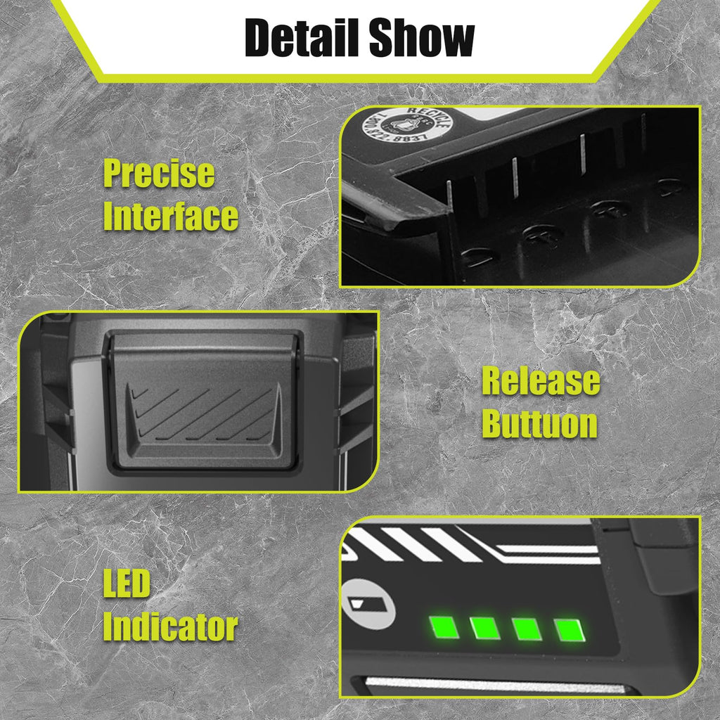 7500mAh Replacement for Ryobi 40 Volt Battery Lithium ion Compatible with Ryobi 40V Battery 7.5Ah OP4075A OP40602 OP40401 OP4026 OP40261 OP4050 OP40601 OP4030 Power Cordless Tools 2 Pack (Green)