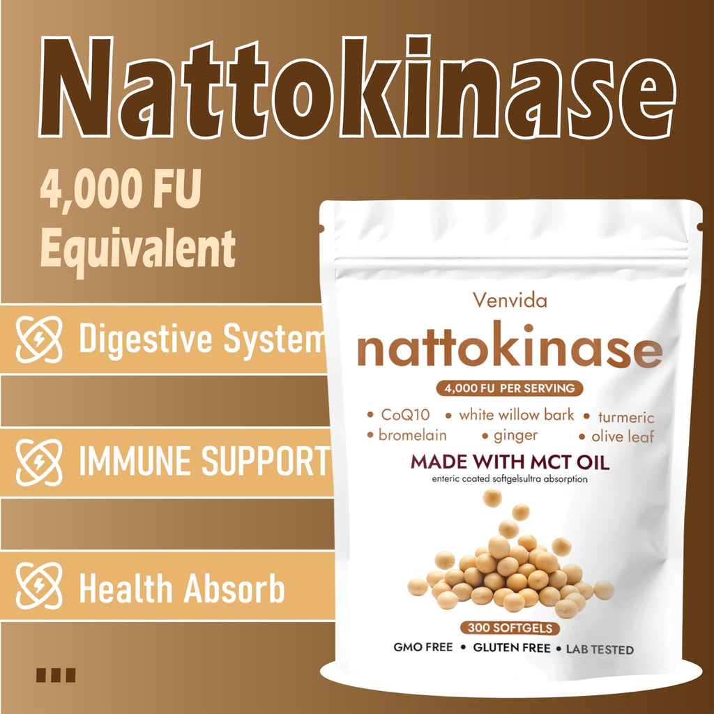 EILTEAU Corvael Nattokinase 4,000 FU 7-in-1 Supplement, 300 Softgels