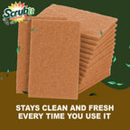 SCRUBIT 50 Pack Natural Scouring Pads - Heavy Duty Scrubbing Pads for Dishes - Non-Scratch - Reusable - Natural, Eco-Friendly, Biodegradable Sisal Brown Sponges for Dishes, Compostable