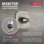 Delta Modern 14 Series Shower Faucet Set, Matte Black Shower Head and Handle Set, Valve Trim Kit, Matte Black T14267-BL-PP (Valve Not Included)