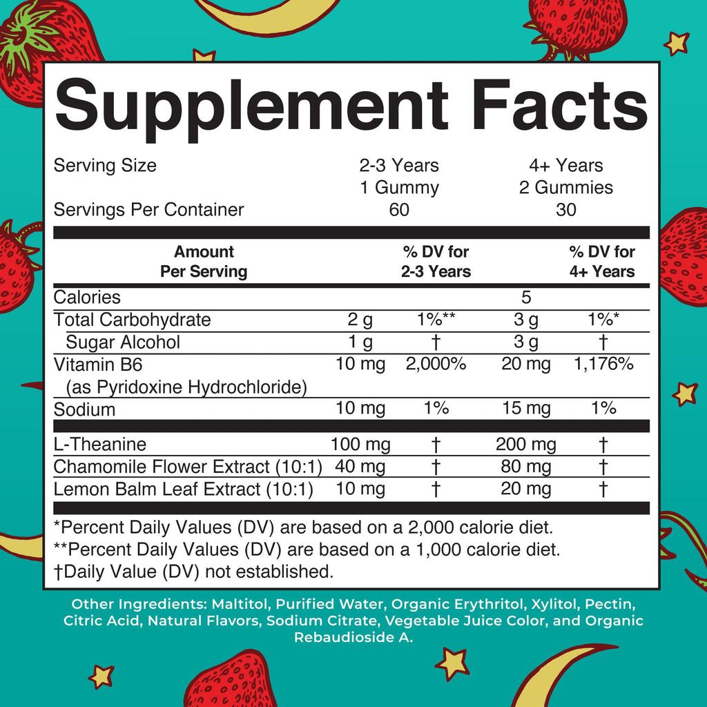 MaryRuth Organics Kids Nighttime Gummies | Sugar Free | NO Melatonin with L Theanine, Lemon Balm, Chamomile, Vitamin B6 | Relaxation Support for Kids 2+ | Vegan | Non-GMO | Gluten Free | 60 Count