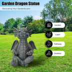 UTTCMK Garden Dragon Statue Decor - Meditation Dragon Sculpture Figurine Outdoor Decoration, Zen Yoga Garden Art Sculpture for Patio Lawn Yard Balcony Indoor Decor(Hands Flat)