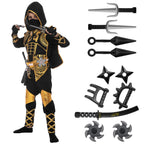 Spooktacular Creations Golden Ninja Costume Set, Ninja Jumpsuit with Foam Accessories for Kids, Toddler Halloween Outfit for Ideas Cosplay Party (Small, 5-7 yrs)