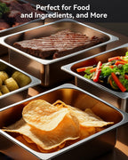 ZeroPone 4 Pack Hotel Pans with Lids, 1/1 Size 4" Deep Steam Table Pans, Full Size Stainless Steel Food Pan 22 Gauge Anti Jam 20.8" L x 12.8" W Commercial Food Storage Containers