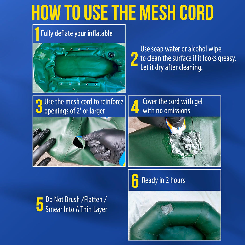PVC Stitch Heavy Duty Repair Kit for Air Mattresses, Waterbeds, Hot Tubs, Above-Ground Pools, Bouncy Houses, Air Mats, PVC Pipes & Hoses, Punching Bags, and Much More (+ Reinforcing Mesh Cord)