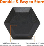 Amazon Basics Rubber Hex Dumbbell Hand Weight with Comfortable Grip for Home and Gym, 15 Pounds, Single