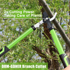 DRM-GDNER 23" SK5 Dual-Blade Loppers Cuts 2" Dry/Wet Branches - Triangular Steel Tube & SecureLock, Heavy Duty Tree Trimmers Green/Black