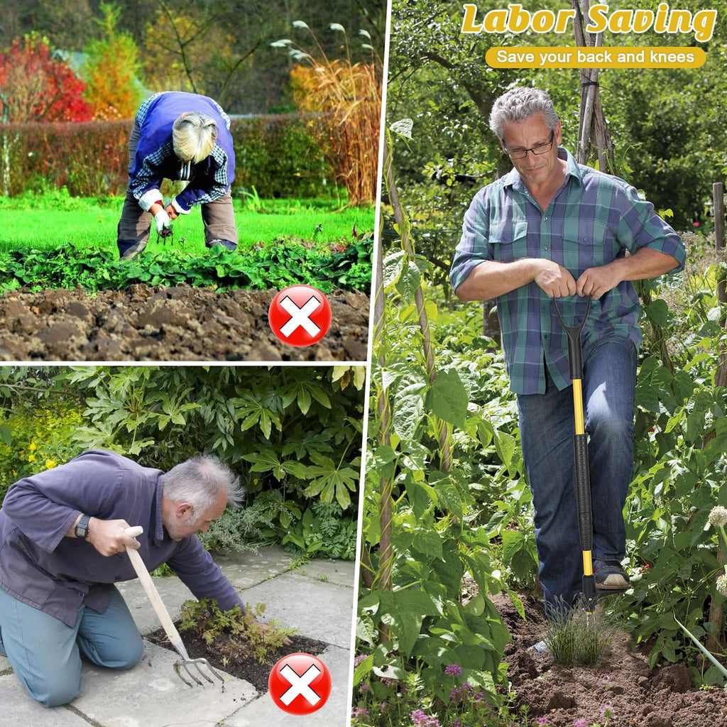 Tegarbed 39" Stand Up Weed Puller Tool - Heavy Duty Detachable 3-Claw Weeder with Ergonomic Long D-Handle | Tools for Effortless Garden Weed Removal (Dandelions, Thistles & More)