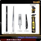 5-In-1 Multi Blades Hand Saw, 6 Inch(11T/16T) Double Edges Japanese Pull, DrywallSaw, HackSaw, Jab Saw, for Woodworking, Hard/Soft woods cutting, Metal, Blade Quick Change Mechanism.