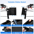 Dotday Upgraded Walker Basket with Cup Holder, Foldable Walker Bag with Large Capacity & Never Tipping Over- Not Fit for Rollator