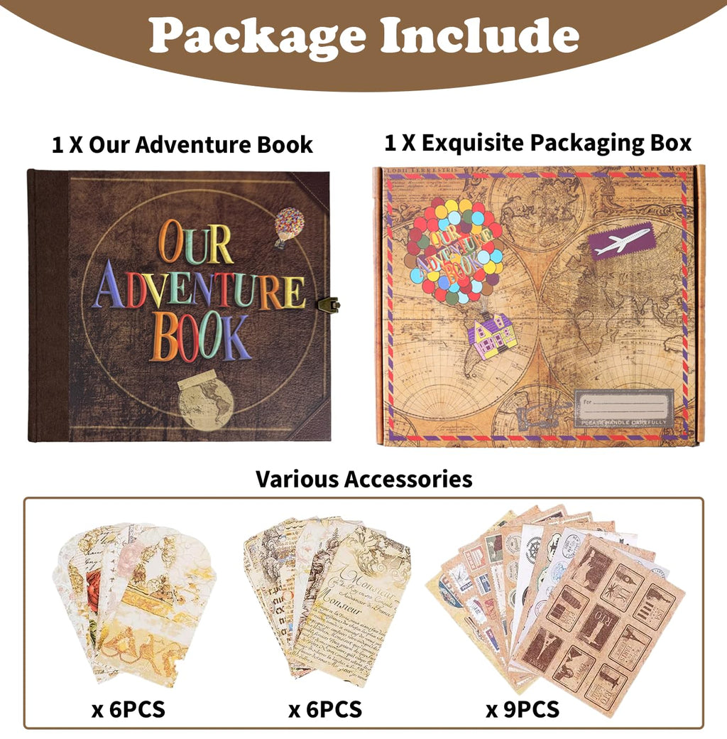 AIPASA Our Adventure Book Scrapbook Photo Album, Personalized Gifts 8.9*7.7