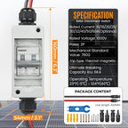 Pjerjzn Solar Panel Disconnect Switch 1000V 60A PV Disconnect Switch Outdoor Miniature Circuit Breaker IP65 for Solar PV Homes Battery (1000V 60 Amp)