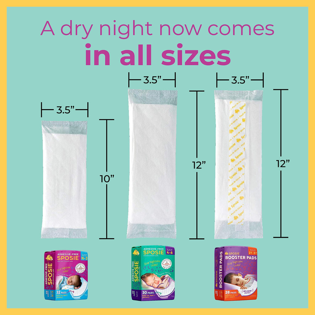 Sposie Overnight Diaper Booster Pads, Stop Diaper Leaks, Size 4-6, 30 Ct