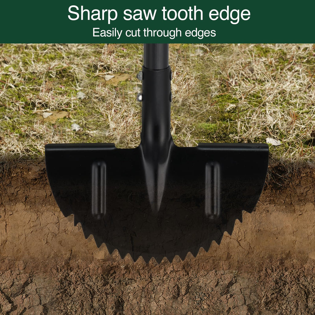 Oliynedy Lawn Edger Tool, Manual Grass Edger Long Handle 36 inch, Steel Hand Saw-Tooth Border Half Moon Edger Shovel for Yard, Garden, Landscaping, Sidewalk, Cable Burying