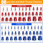 Comfylichi 66 Pcs Nut and Bolt Thread Checker - 34 Standard & 32 Metric, Detachable Bolt Size Finder Tool, Screw and Nut Identifier Thread Gauge Especially for Tight Spaces