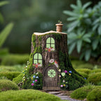 FESTGLOX Fairy Garden Door Windows for Tree Trunk Outdoor, Glow in the Dark