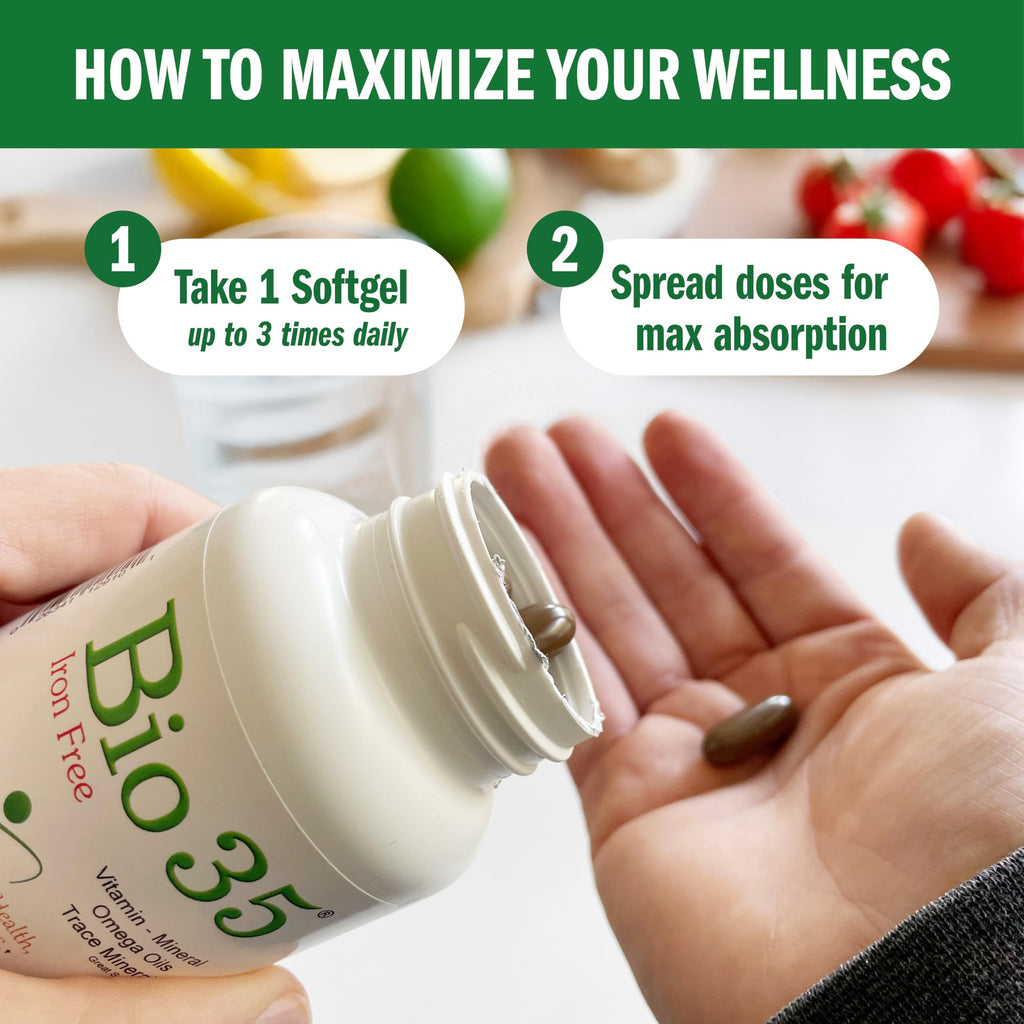 Bio-35 / 300ct Iron Gluten & Soy- Free, Daily Multivitamin for Men & Women Wellness – Bio35 High Potency Softgel with Trace Minerals, Multi Vitamins for Immune Support, Digestion, & Energy