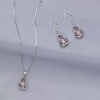 HENGSHENG Pearl Jewelry Set For Women S925 Sterling Silver Necklace & Earrings Set Freshwater Pearl Pendant Cage Set for Wedding Anniversary Prom Birthday Gift - Silvery Purple