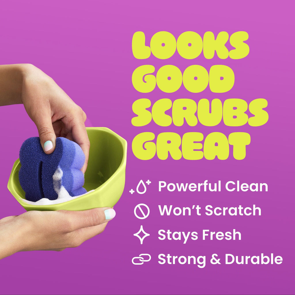 Brite by Scotch-Brite 2-Sided Scrub & Wipe Sponge, Midnight Mode, 6