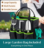 Heavy Duty Gardening Tools - Gardening Gifts for Women, Men, Mom, Dad - Durable, Ergonomic Garden Tools Set (Green)
