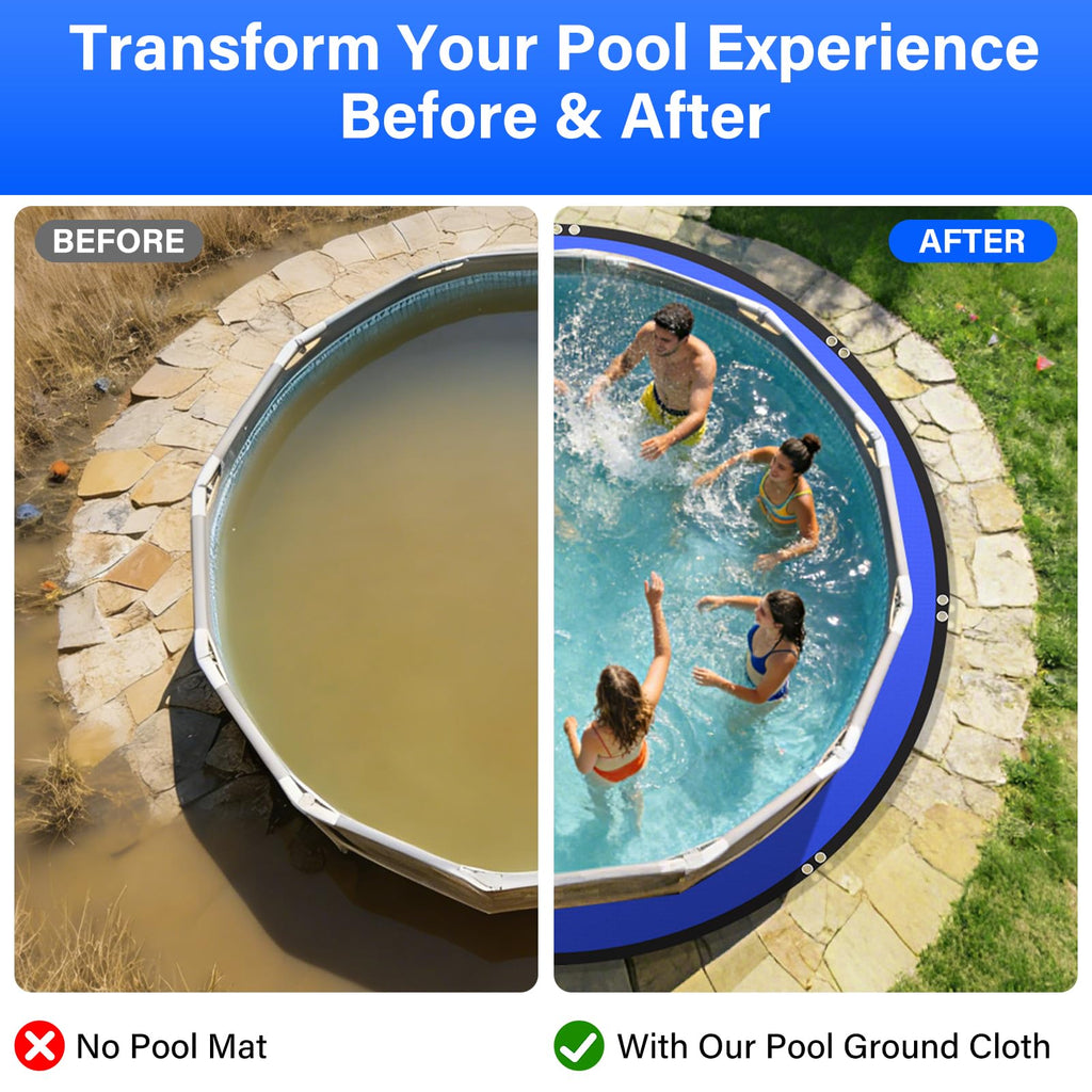 REGMICS 24FT Round Pool Liner Pad for Above Ground Pools, 165 GSM Thickened Puncture-Resistant Under Mat (25FT Actual), Heavy-Duty Underlayment with Metal Grommets