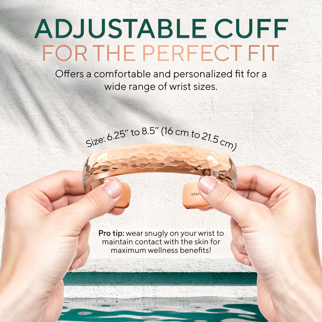 TheraCopper Pure Copper Bracelets for Women & Men, Cuff (Hammered)