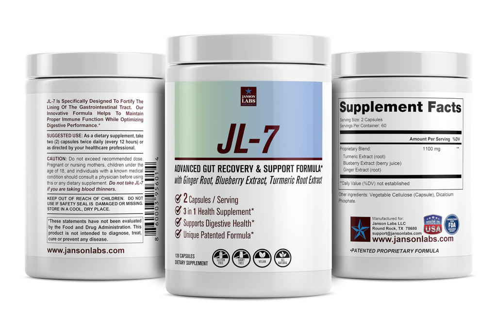 JL-7 | Crohn's and Colitis Supplement | Inflammatory Bowel Issues Resulting from GI Tract Inflammation | Supports Gut Health - IBD - UC - CD - IBS - Patented - All Natural
