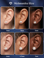 LOLIAS Moissanite Halo Flat Back Earrings for Women Men Hypoallergenic
