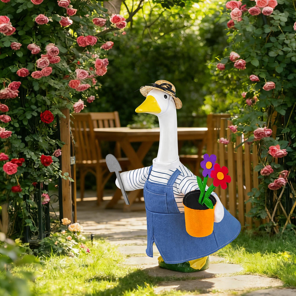 Ueyben Porch Goose Gardening Outfit for 23" Cement Plastic Goose Statue
