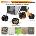BETSOCCI Double Dog Stroller with 2 Detachable Carrier, Portable Pet Stroller for Small Dogs & Cats Folding Lightweight Puppy Travel Carriage, 4 Wheels, Grey