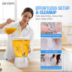 Drink Dispensers for Parties (2.5 Gallon) Large Plastic Water Dispenser for Counter Tops, No Mess, Easy to Assemble & Wash, Up to 40 Drinks, For Drinks, Juice, Punch & Water (2 Pack)