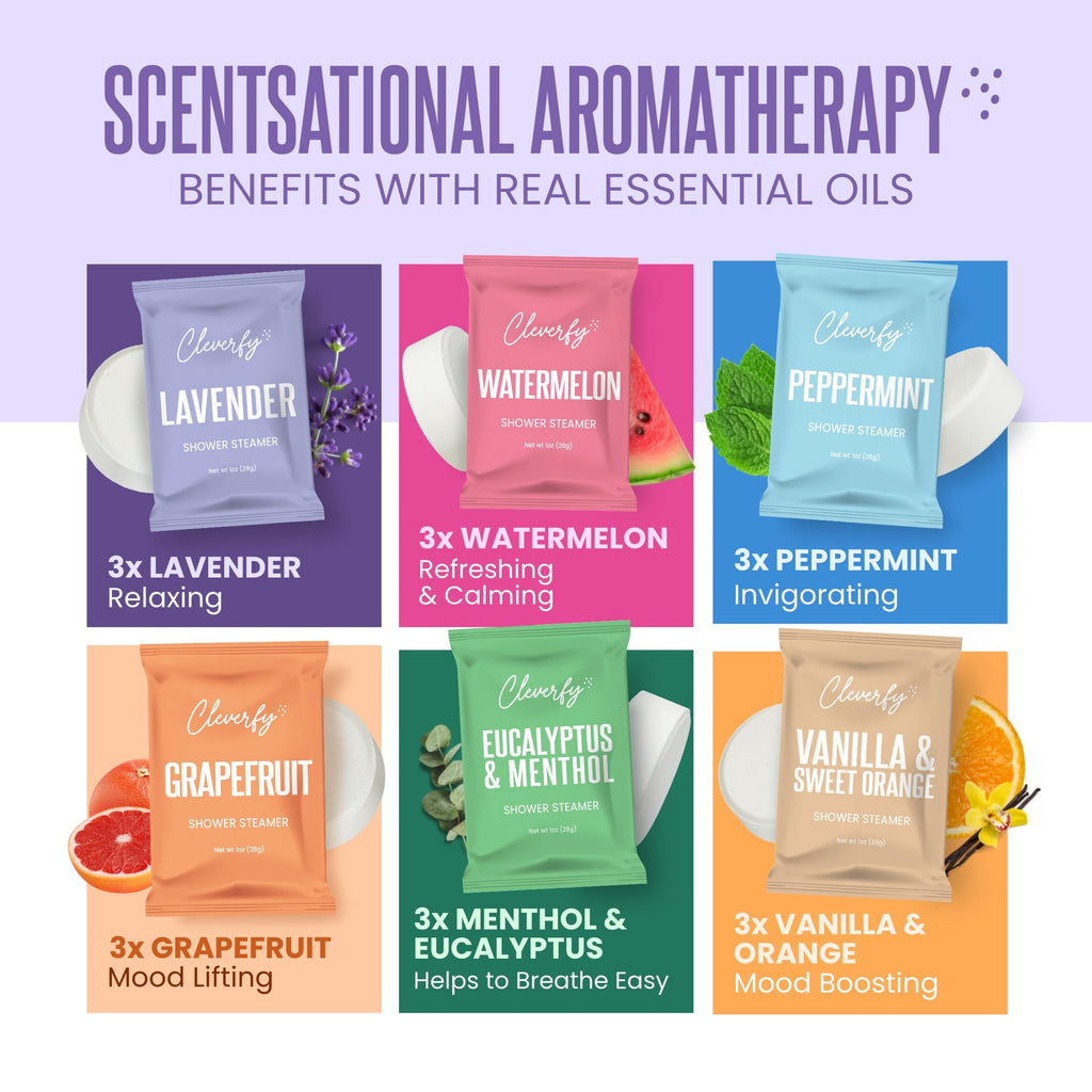 Cleverfy Shower Steamers Aromatherapy Gifts for Women and Men, 18 Tablets