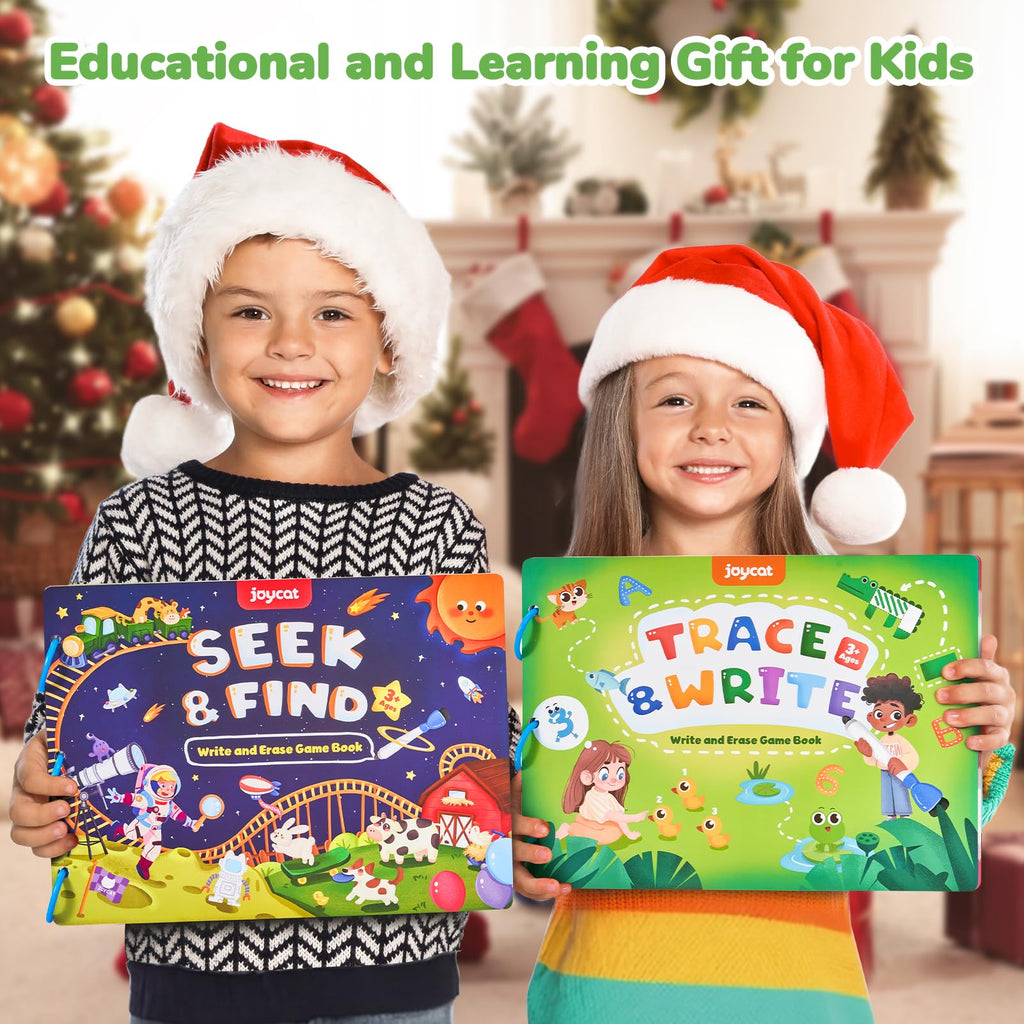 JoyCat Preschool Learning Activities Set (2-Pack) – Seek & Find Game Books and Letters Numbers Handwriting Practice Tracing Workbooks for Toddlers & Kids, Birthday Gifts for Girls and Boys Ages 3-5